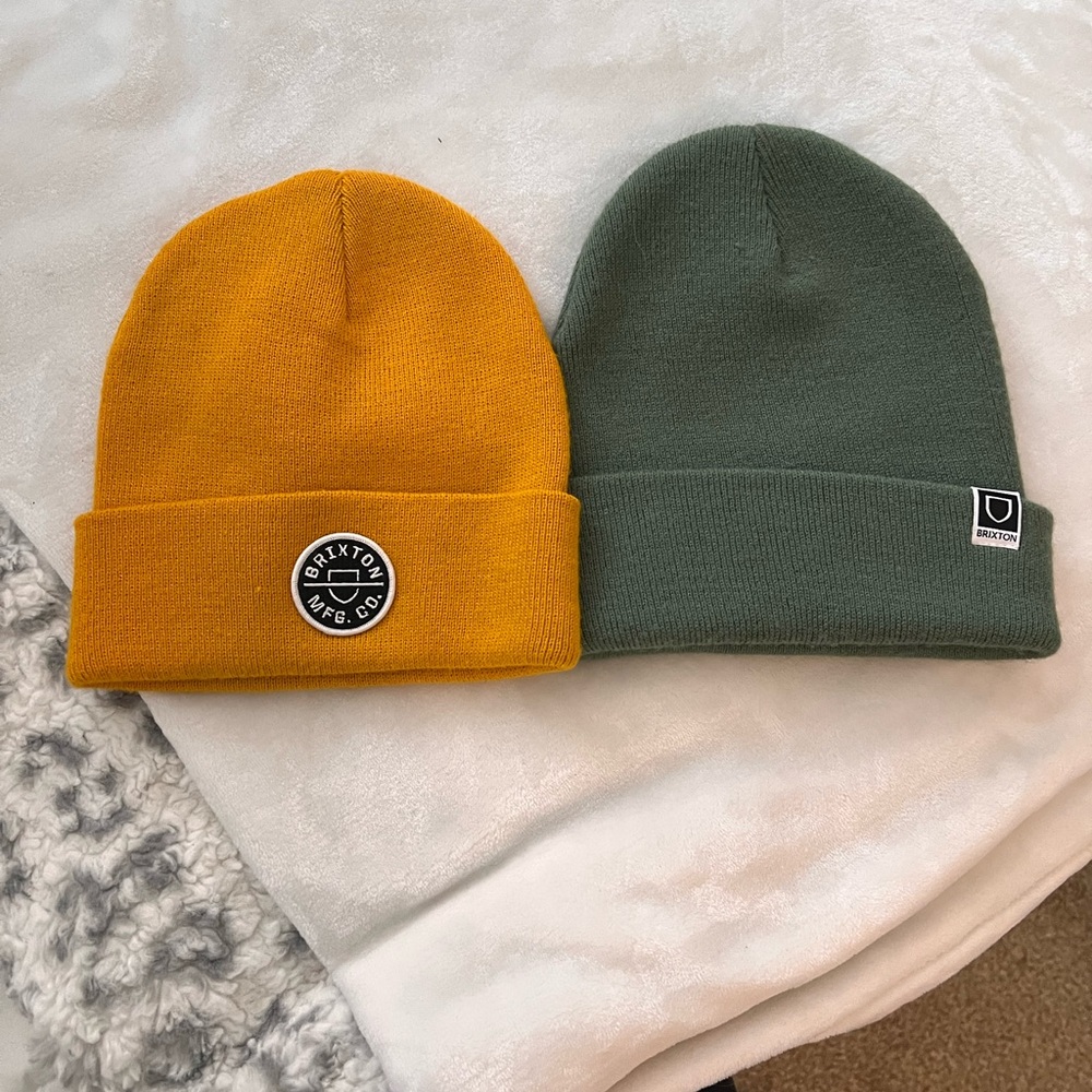 Brixton and Obey Beanie Set - Mustard and Olive